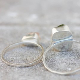 Raw Peridot ring in Sterling Silver, toumbled green peridot ring