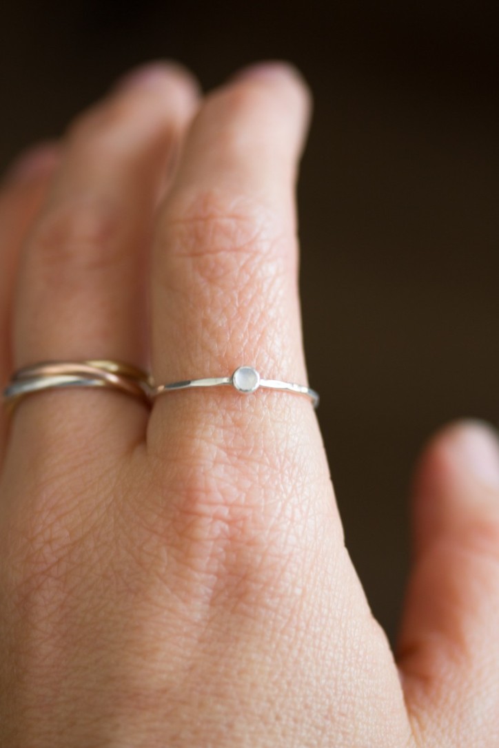 Chalcedony - stackable ring in silver or gold Chalcedony - stackable ring in silver or gold