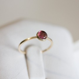 Pink Tourmaline ring - skinny stackable ring