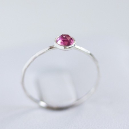 Pink Tourmaline ring - skinny stackable ring
