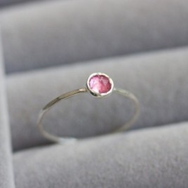 Pink Tourmaline ring - skinny stackable ring
