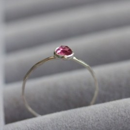 Pink Tourmaline ring - skinny stackable ring