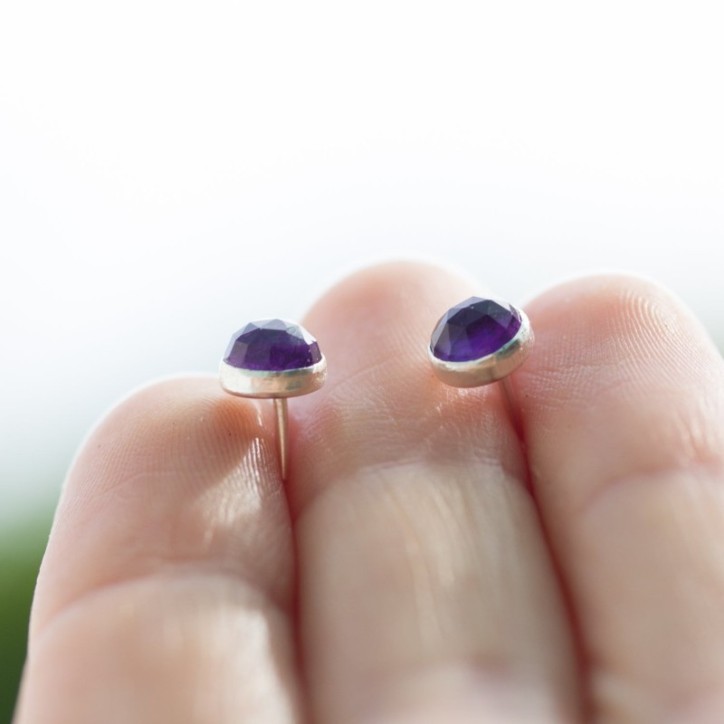 Amethyst stud earrings