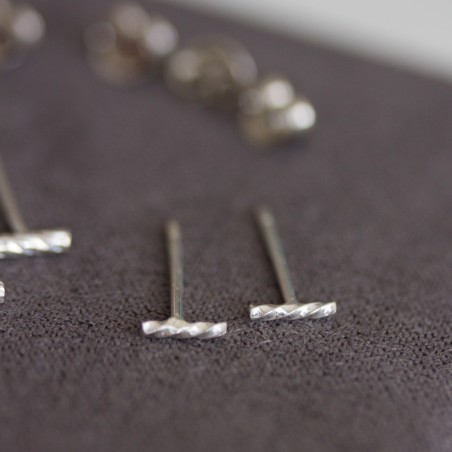 Twisted bar stud earrings - sterling silver