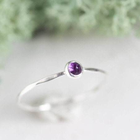 Amethyst ring - skinny stackable for February