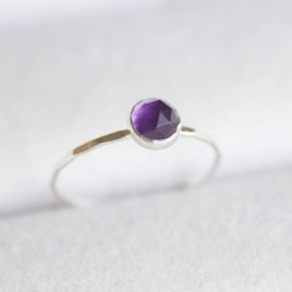 Amethyst ring - skinny stackable for February