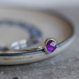 Amethyst ring - skinny stackable for February