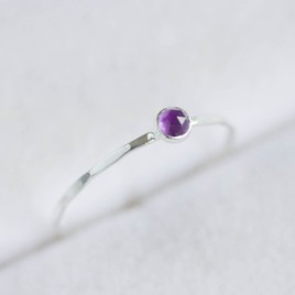 Amethyst ring - skinny stackable for February