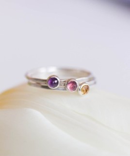 Amethyst ring - skinny stackable for February