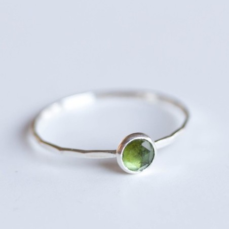 Green Tourmaline ring - skinny stackable ring with Tourmaline stone