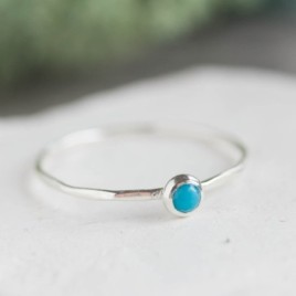 Turquoise ring - skinny stackable ring