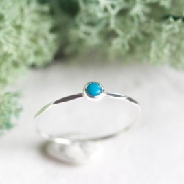 Turquoise ring - skinny stackable ring