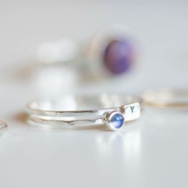 Rainbow Moonstone - skinny stackable ring