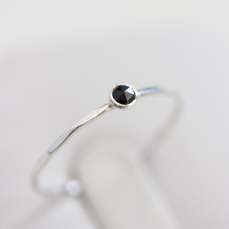 Black spinel ring - skinny stackable
