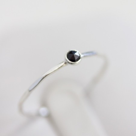 Black spinel ring - skinny stackable