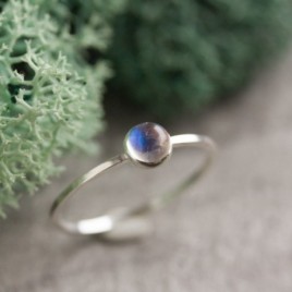 Rainbow Moonstone - skinny stackable ring
