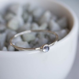 Rainbow Moonstone - skinny stackable ring