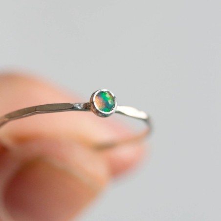 Ethiopian Opal ring - skinny stackable for October