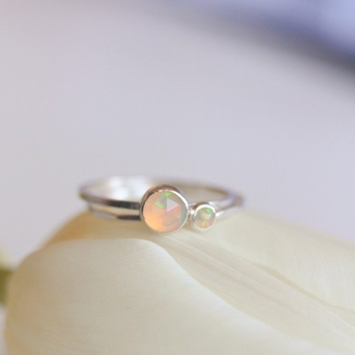 Ethiopian Opal ring - skinny stackable for October Ethiopian Opal ring - skinny stackable for October