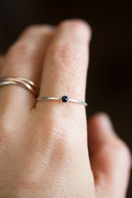 Black spinel ring - skinny stackable
