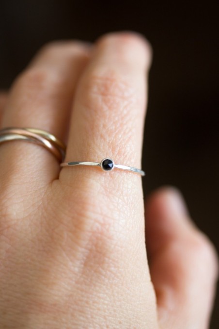 Black spinel ring - skinny stackable