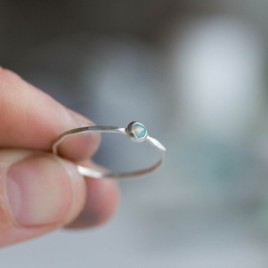 Ethiopian Opal ring - skinny stackable for October