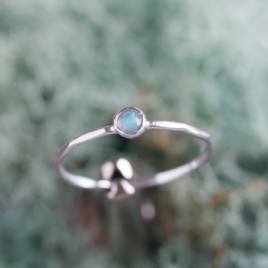 Ethiopian Opal ring - skinny stackable for October