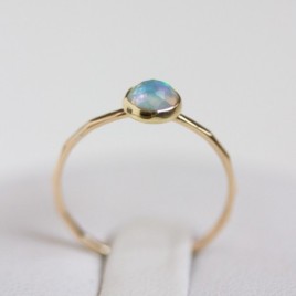 Ethiopian Opal ring - skinny stackable for October