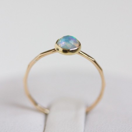 Ethiopian Opal ring - skinny stackable for October