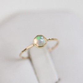 Ethiopian Opal ring - skinny stackable for October