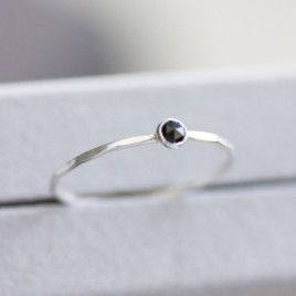 Black spinel ring - skinny stackable