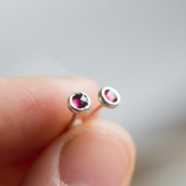 Rhodolite (pink) Garnet stud earrings