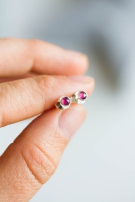 Rhodolite (pink) Garnet stud earrings