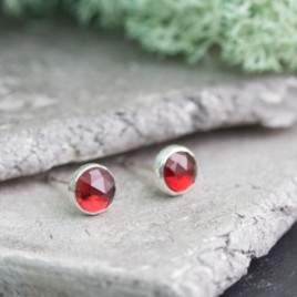 Almandine (red) Garnet stud earrings