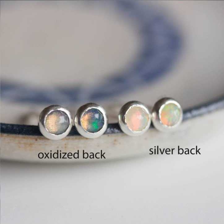 White Ethiopian opal stud earrings, tiny stud earrings White Ethiopian opal stud earrings, tiny stud earrings