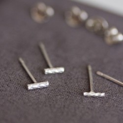 Twisted bar stud earrings - sterling silver