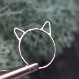 Cat ears ring - skinny stackable