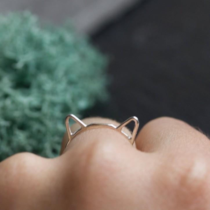 Cat ears ring - skinny stackable