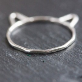 Cat ears ring - skinny stackable