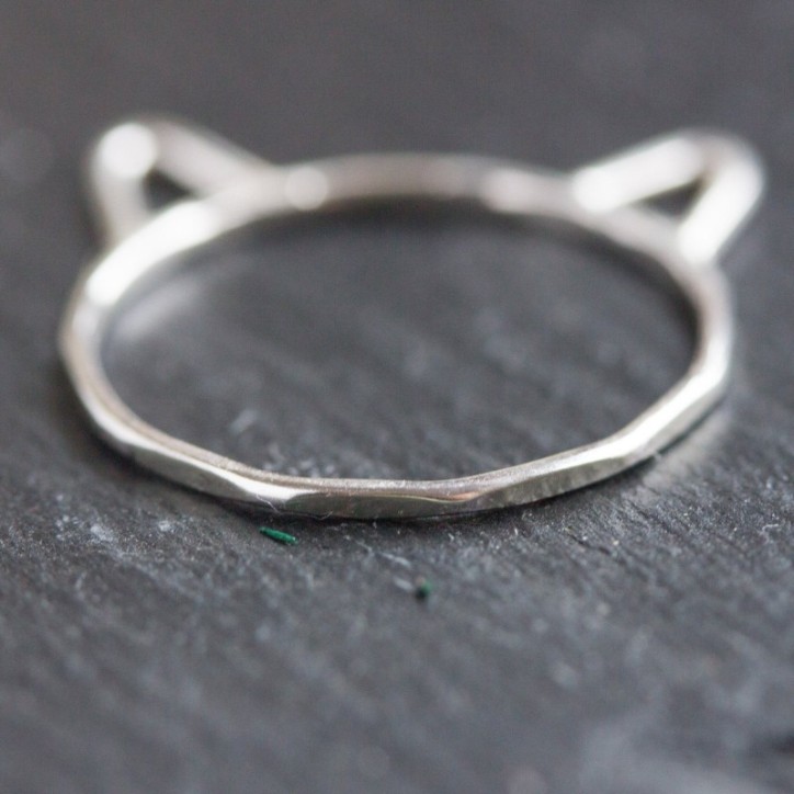 Cat ears ring - skinny stackable