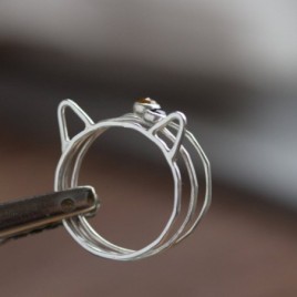 Cat ears ring - skinny stackable