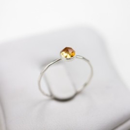 Citrine ring - skinny stackable for November