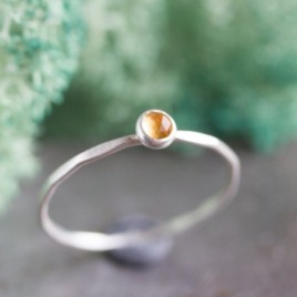 Citrine ring - skinny stackable for November