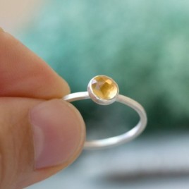 Citrine ring - skinny stackable for November
