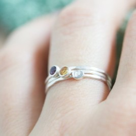 Citrine ring - skinny stackable for November