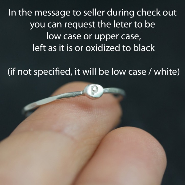 Initial ring, tiny dainty stacking ring, Sterling silver stackable ring Initial ring, tiny dainty stacking ring, Sterling silver stackable ring