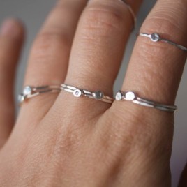 Initial ring, tiny dainty stacking ring, Sterling silver stackable ring