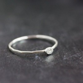 Initial ring, tiny dainty stacking ring, Sterling silver stackable ring