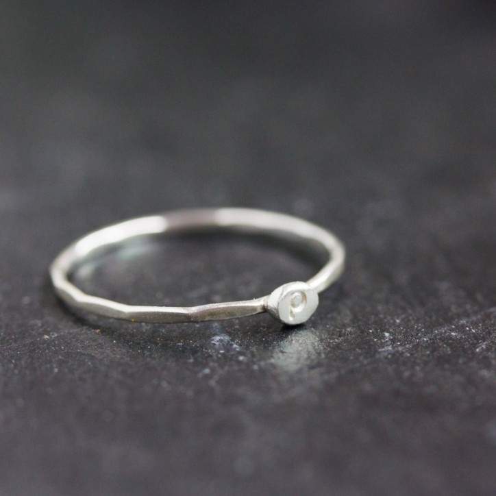 Initial ring, tiny dainty stacking ring, Sterling silver stackable ring Initial ring, tiny dainty stacking ring, Sterling silver stackable ring
