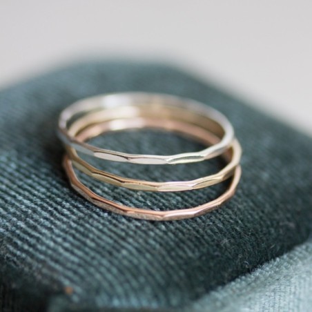 Skinny faceted ring - tiny stackable ring